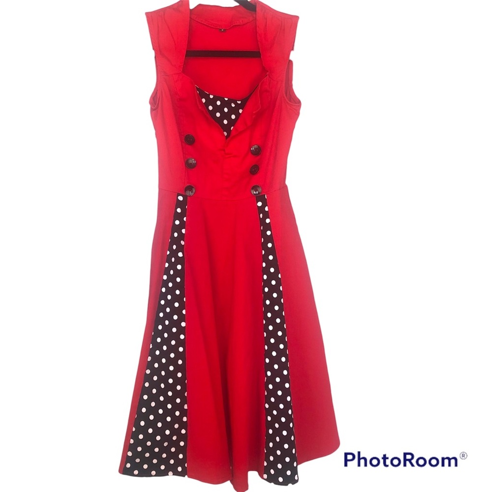 Rockabilly Swing Dress with Peekaboo Black and White Polka Dot Inserts